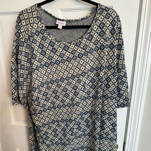 3X Lula Roe Blue and beige blouse